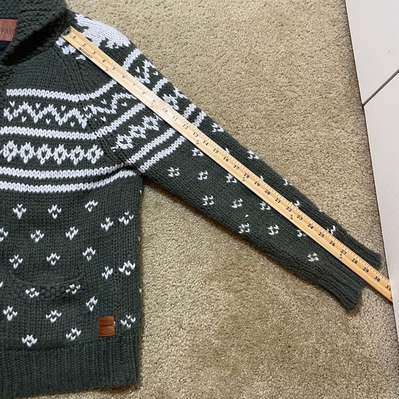 Buffalo David Bitton Men's Large Green Fair Isle Knit Full Zip Collar Sweater - Picture 8 of 12